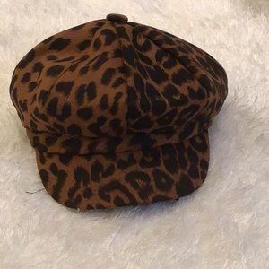 Cheetah print page boy cap